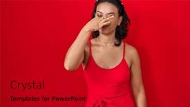  Presentation with breath - Presentation theme featuring young-hispanic-woman-standing-over background and a crimson colored foreground