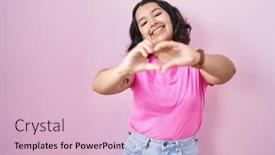  Presentation with romantic love - Presentation theme with young-hispanic-woman-standing-over background and a lemonade colored foreground