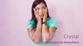  Presentation with sadness - Presentation design having young-hispanic-woman-standing-over background and a lemonade colored foreground