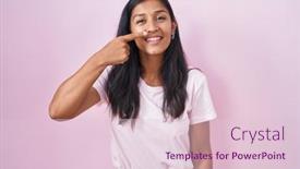  Presentation with pink beauty - Slide deck consisting of young-hispanic-woman-standing-over background and a lemonade colored foreground