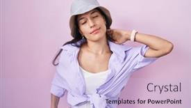  Presentation with injury - Presentation theme with young-hispanic-woman-standing-over background and a light blue colored foreground