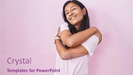  Presentation with confident young hispanic woman - Slides featuring young-hispanic-woman-standing-over background and a lemonade colored foreground