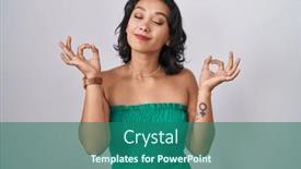  Presentation with meditation - Slide deck featuring young-hispanic-woman-standing-over background and a ocean colored foreground