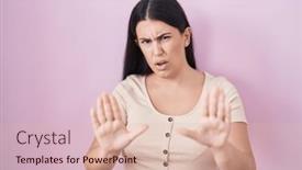  Presentation with forbidden - Slide set having young-hispanic-woman-standing-over background and a lemonade colored foreground