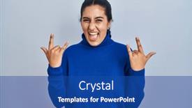  Presentation with rock music - PPT layouts having young-hispanic-woman-standing-over background and a ocean colored foreground