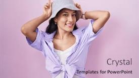  Presentation with bunny - Presentation design having young-hispanic-woman-standing-over background and a lemonade colored foreground