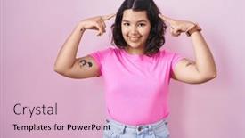  Presentation with great idea - Slides with young-hispanic-woman-standing-over background and a lemonade colored foreground