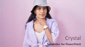  Presentation with infection - Presentation theme with young-hispanic-woman-standing-over background and a lemonade colored foreground