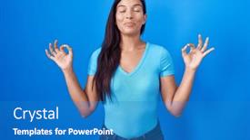  Presentation with meditation - PPT theme enhanced with young-hispanic-woman-standing-over background and a teal colored foreground