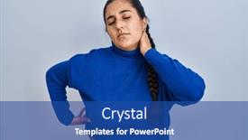  Presentation with injury - Presentation theme having young-hispanic-woman-standing-over background and a ocean colored foreground