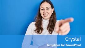  Presentation with shame - Slide deck with young-hispanic-woman-standing-over background and a teal colored foreground