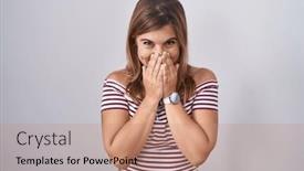  Presentation with scandal - Presentation enhanced with young-hispanic-woman-standing-over background and a coral colored foreground