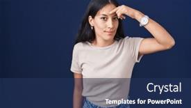  Presentation with skin infection - Presentation theme enhanced with young-hispanic-woman-standing-over background and a navy blue colored foreground