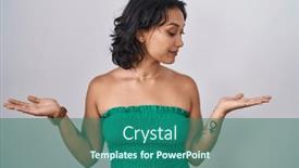  Presentation with comparison - PPT theme having young-hispanic-woman-standing-over background and a ocean colored foreground