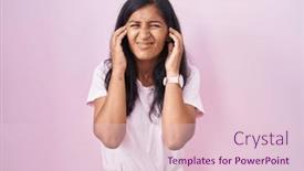  Presentation with noise - PPT theme having young-hispanic-woman-standing-over background and a lemonade colored foreground