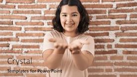  Presentation with bricks - PPT layouts enhanced with young-hispanic-woman-standing-over background and a  colored foreground