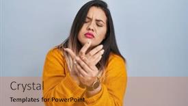  Presentation with inflammation - PPT theme enhanced with young-hispanic-woman-standing-over background and a gold colored foreground