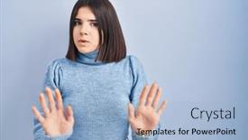  Presentation with forbidden - Presentation enhanced with young-hispanic-woman-standing-over background and a light blue colored foreground