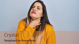  Presentation with sore throat - Presentation theme having young-hispanic-woman-standing-over background and a gold colored foreground