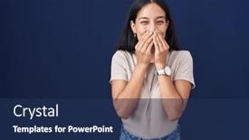  Presentation with scandal - PPT layouts with young-hispanic-woman-standing-over background and a navy blue colored foreground