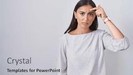  Presentation with acne - PPT layouts featuring young-hispanic-woman-standing-over background and a light gray colored foreground
