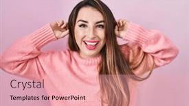  Presentation with ears - Slides with young-hispanic-woman-standing-over background and a lemonade colored foreground