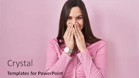  Presentation with scandal - PPT theme enhanced with young-hispanic-woman-standing-over background and a coral colored foreground