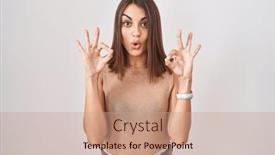  Presentation with crazy - Presentation design enhanced with young-hispanic-woman-standing-over background and a coral colored foreground