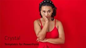  Presentation with depression - PPT theme featuring young-hispanic-woman-standing-over background and a crimson colored foreground