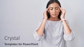  Presentation with migraine - Slides consisting of young-hispanic-woman-standing-over background and a light gray colored foreground