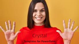  Presentation with confident young hispanic woman - Presentation with young-hispanic-woman-standing-over background and a crimson colored foreground