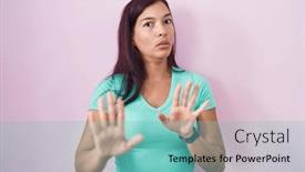  Presentation with forbidden - Theme consisting of young-hispanic-woman-standing-over background and a seafoam green colored foreground