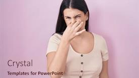  Presentation with bad breath - Presentation consisting of young-hispanic-woman-standing-over background and a lemonade colored foreground
