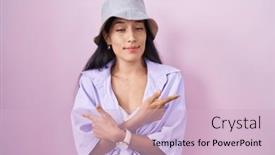  Presentation with direction - Slide deck featuring young-hispanic-woman-standing-over background and a lemonade colored foreground