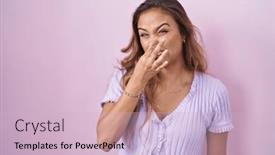  Presentation with bad breath - Presentation theme consisting of young-hispanic-woman-standing-over background and a lemonade colored foreground