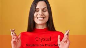  Presentation with hope - PPT theme with young-hispanic-woman-standing-over background and a crimson colored foreground