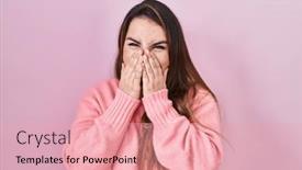  Presentation with scandal - PPT layouts having young-hispanic-woman-standing-over background and a  colored foreground