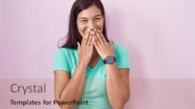  Presentation with scandal - Presentation having young-hispanic-woman-standing-over background and a  colored foreground