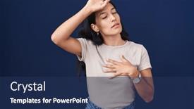  Presentation with flu virus - Presentation theme consisting of young-hispanic-woman-standing-over background and a navy blue colored foreground