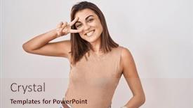  Presentation with peace - PPT layouts enhanced with young-hispanic-woman-standing-over and a coral colored foreground