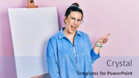  Presentation with hispanic - Presentation consisting of young-hispanic-woman-standing background and a light blue colored foreground