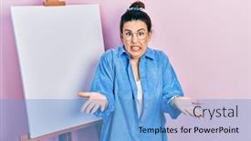  Presentation with confident young hispanic woman - Presentation consisting of young-hispanic-woman-standing background and a light blue colored foreground