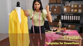  Presentation with anger - Slide deck consisting of young-hispanic-woman-standing background and a  colored foreground