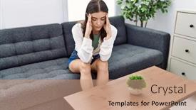  Presentation with stressed - Theme featuring young-hispanic-woman-stressed-having background and a coral colored foreground