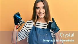  Presentation with artistic artist art brush - Audience pleasing PPT theme consisting of young-hispanic-woman-tattoo-artist backdrop and a ocean colored foreground