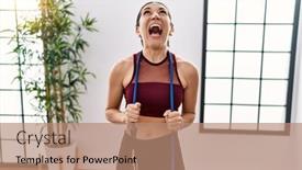  Presentation with resistance - Slides featuring young-hispanic-woman-training-arm background and a  colored foreground