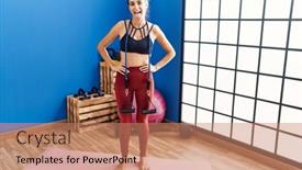  Presentation with resistance - Presentation theme having young-hispanic-woman-training-resistance background and a coral colored foreground