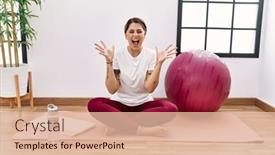  Presentation with woman sport - Presentation theme consisting of young-hispanic-woman-training background and a  colored foreground