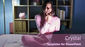  Presentation with anxiety - PPT theme with young-hispanic-woman-using-computer background and a  colored foreground