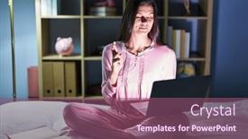  Presentation with hope - Slide deck with young-hispanic-woman-using-computer background and a  colored foreground